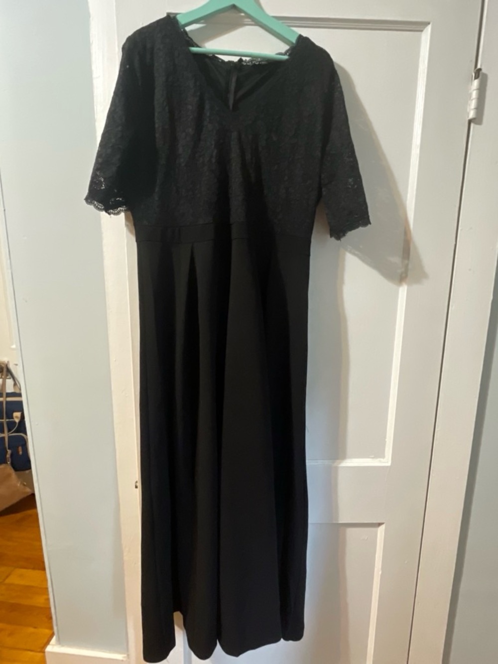 Elegant Black Lace Top Maxi Dress